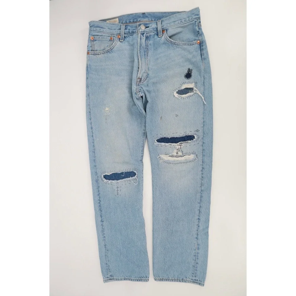 LEVI'S Premium Big E Lot‎ 551 Z Distressed Straight Fit Denim Jeans Mens 30x30